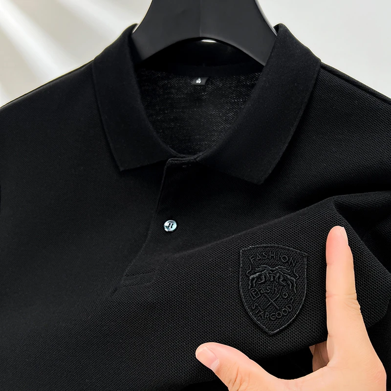 夏季POLO衫男士短袖新款休闲百搭宽松T恤外贸刺绣上衣潮 挺阔有型
