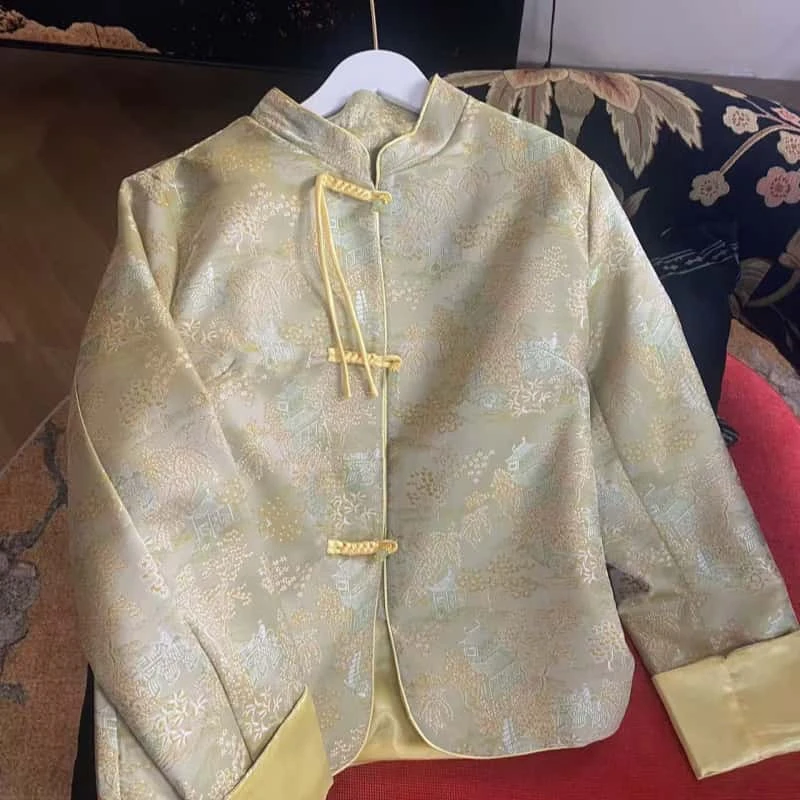 【玉盘楼阁】新中式中国风提花气质玉盘楼阁上衣