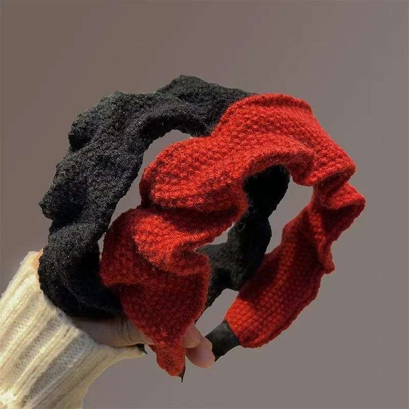 【Muusu】新款宽边针织发箍复古氛围感褶皱百搭头饰