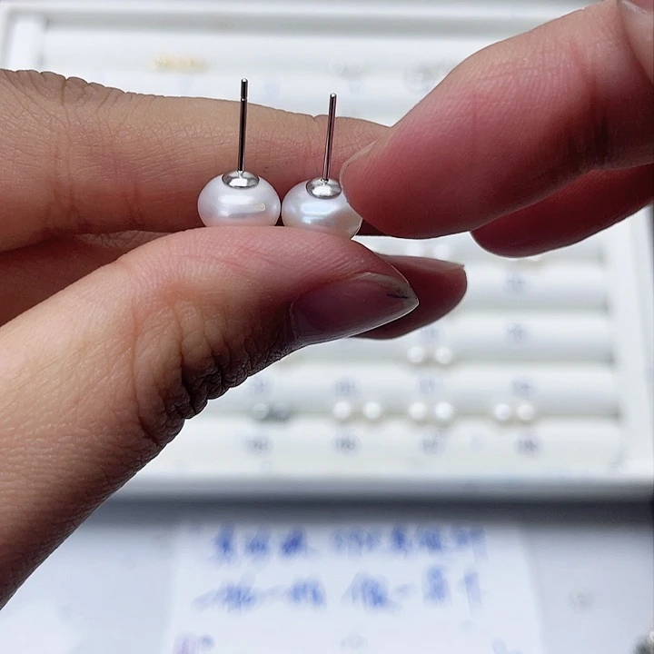 淡水珍珠耳饰银S925镶嵌秦****子