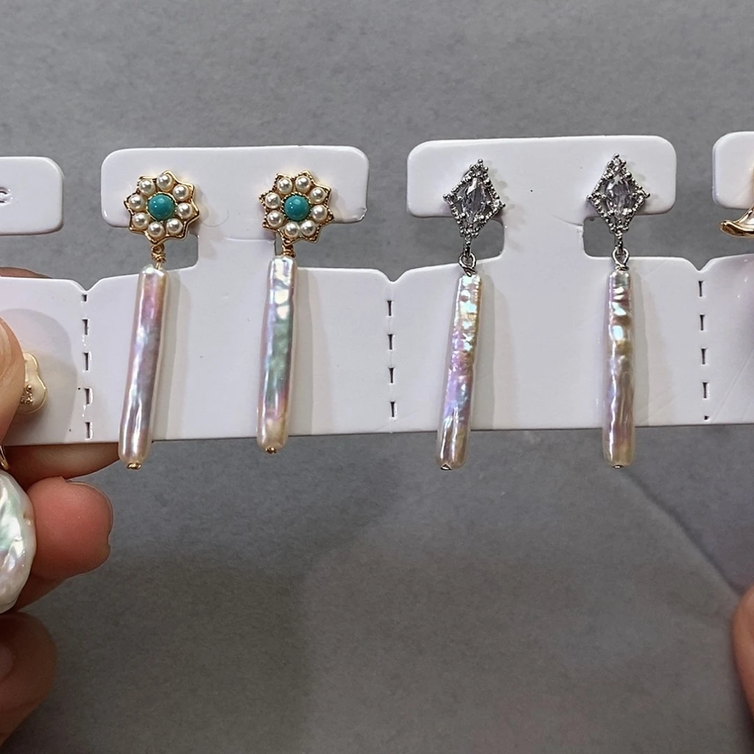 淡水珍珠耳饰合金