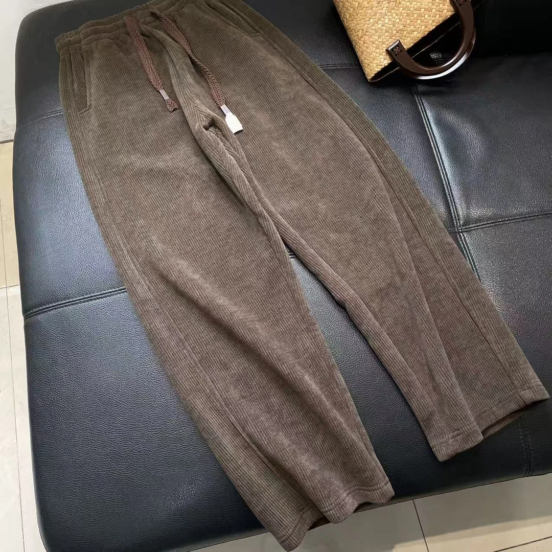 CS522冬装新款松紧腰加绒加厚保暖灯芯绒休闲长裤女士