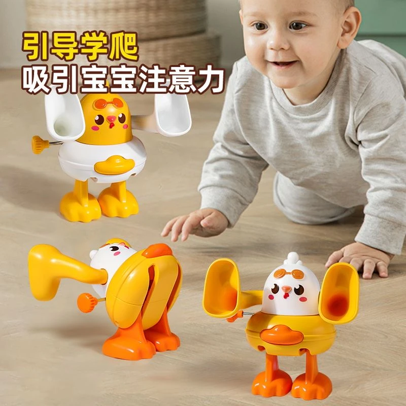 儿童上链发条玩具卡通翻斗鸭黄鸡黄鸭翻跟头宝宝早教益智小玩具J