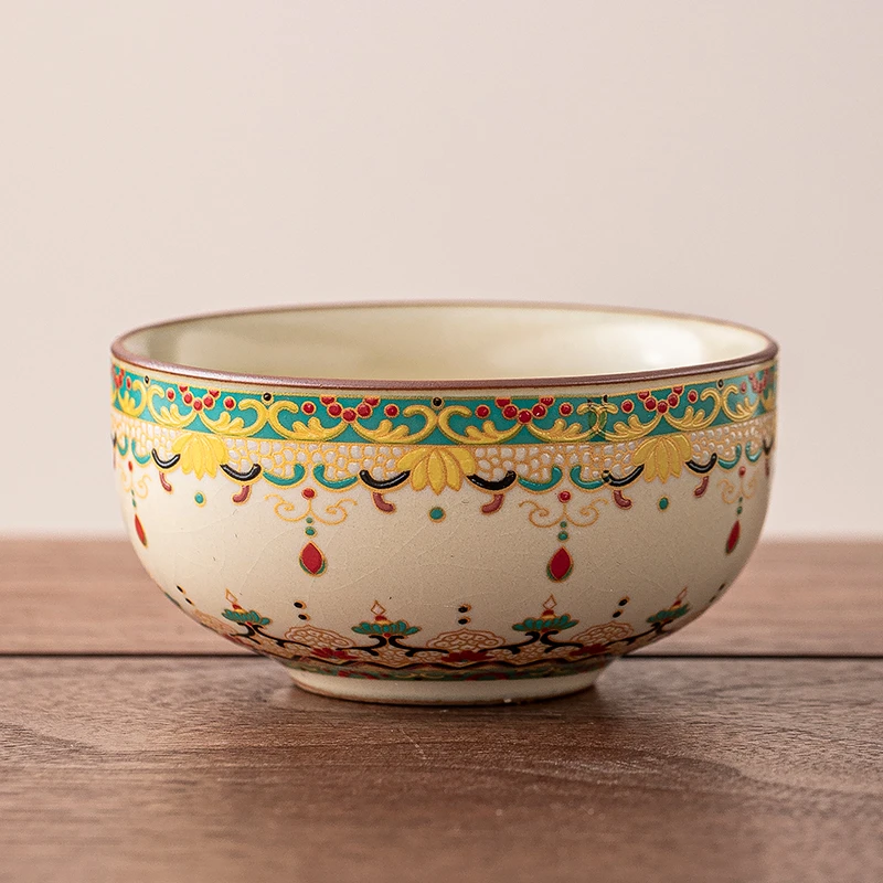 汝窑敦煌米黄陶瓷茶杯主人杯单杯品茗杯茶盏喝茶杯子功夫茶具家用