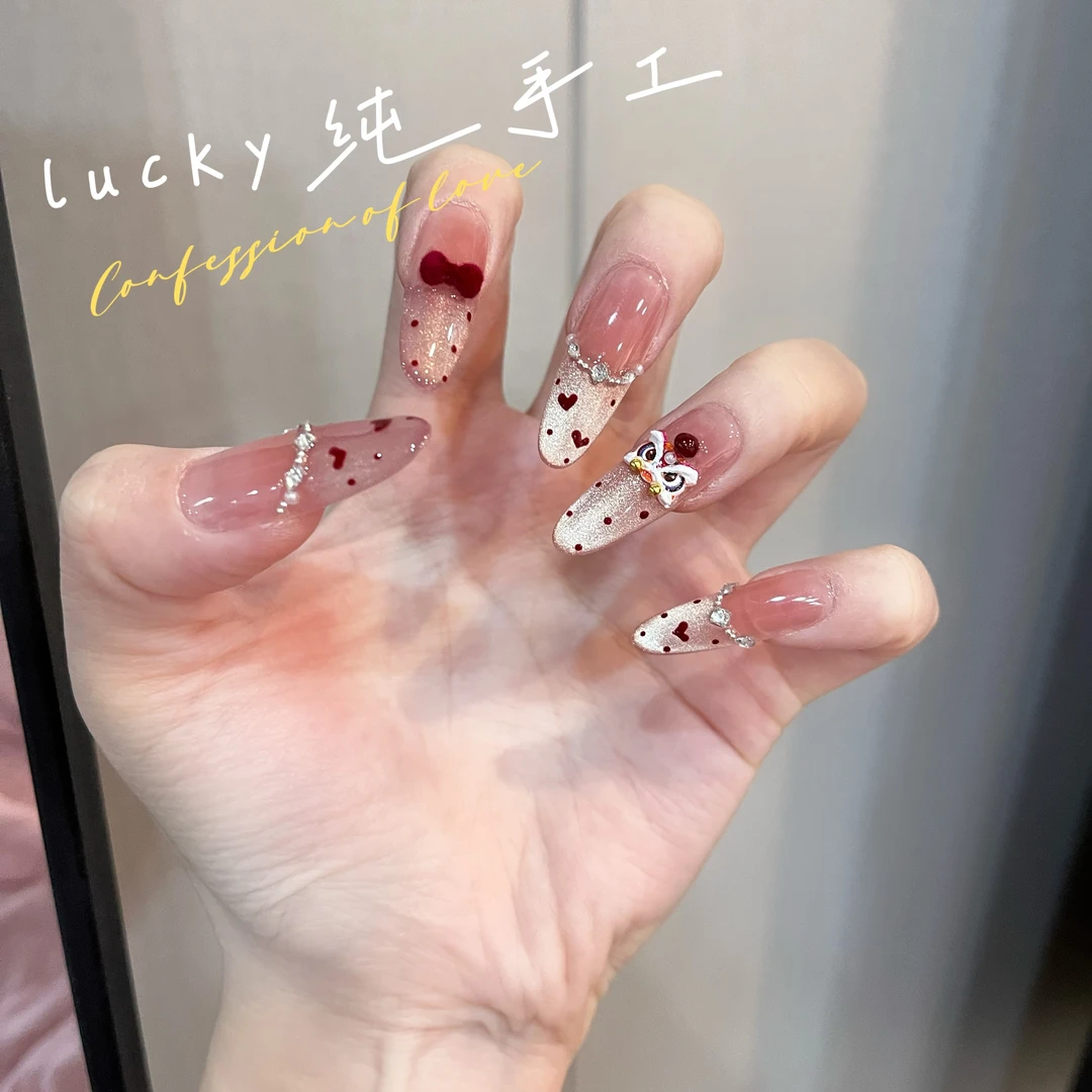 【心悦醒狮】爆款纯手工光疗穿戴甲成品可重复使用时尚豹纹纯欲