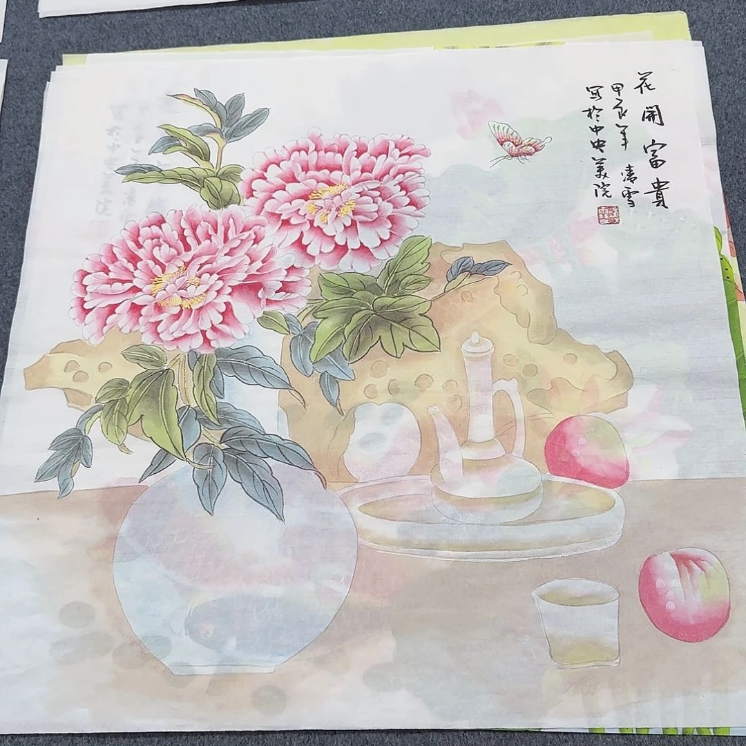 国画尺寸70X70手绘作品