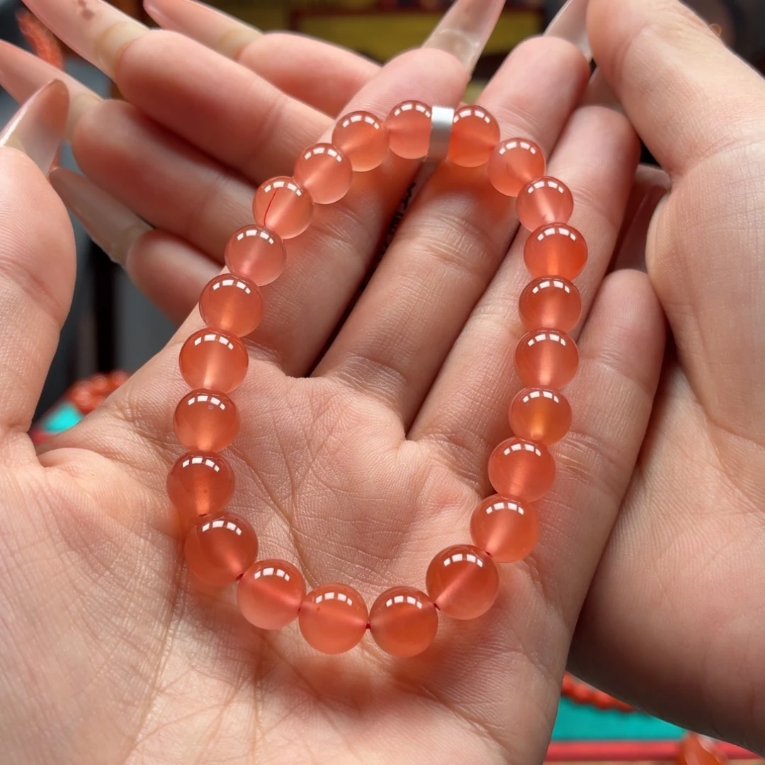南红玛瑙未镶嵌手串原矿保山杨柳冰粉手串卡8+