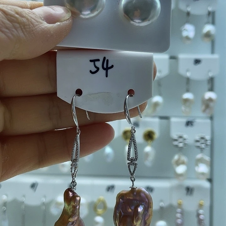 淡水珍珠耳饰银S925镶嵌