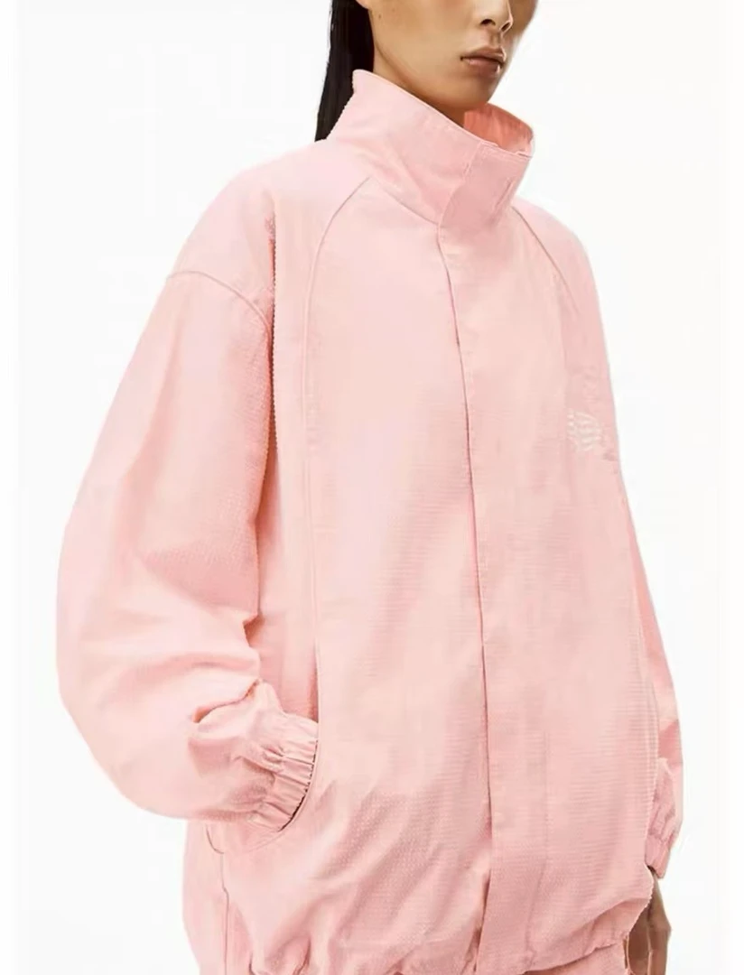 99新 ALEXANDER WANG 娜娜专属  褶皱烫钻牛仔夹克 粉色