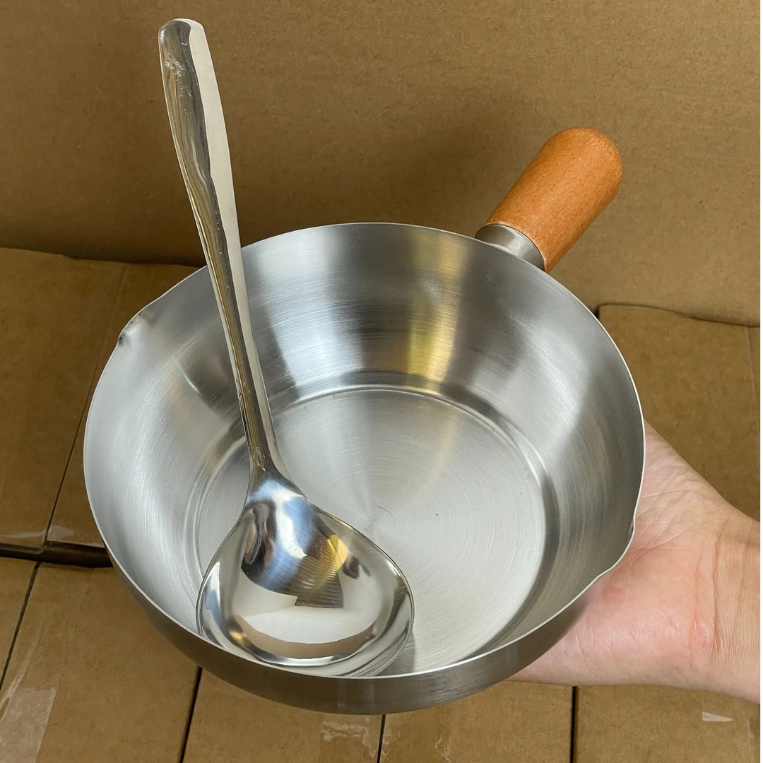 胡桃木泡面锅sus304不锈钢小锅无涂层泼油锅小吃锅热奶家用锅