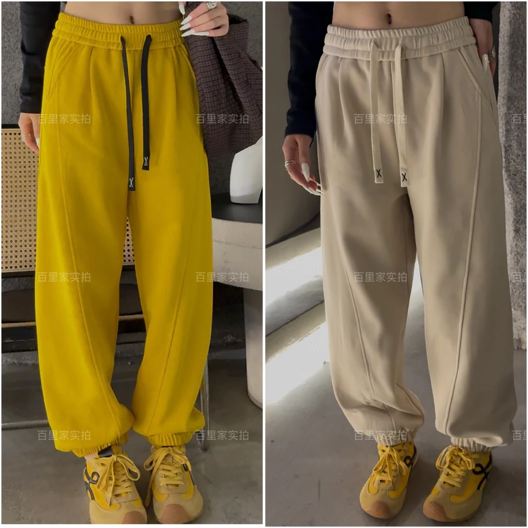 大码运动裤女秋冬2025新款宽松束脚显瘦香蕉灯笼休闲卫裤