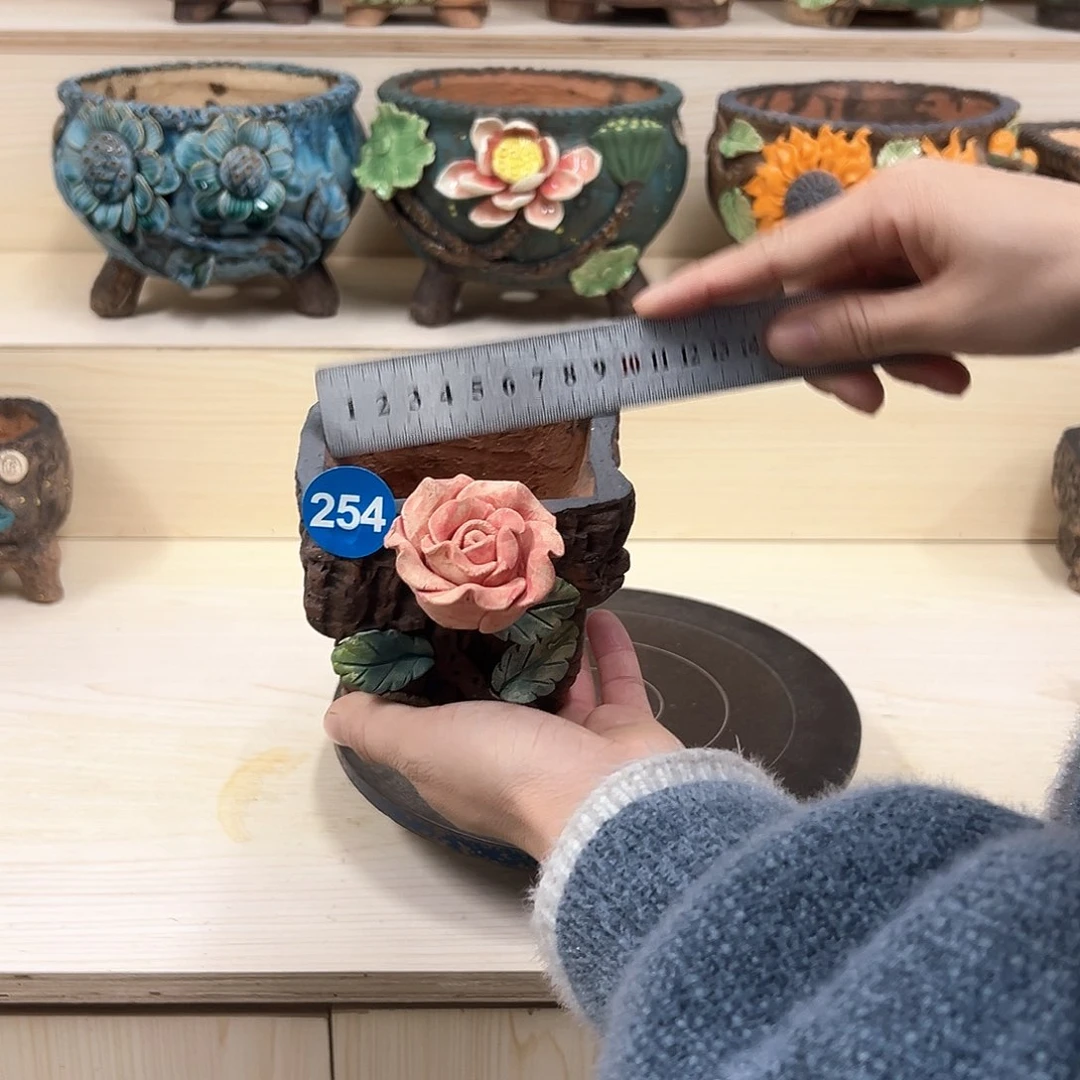 紫砂花盆254号内囗8.5×7外高10