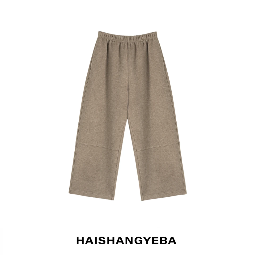 【海上叶爸】新款2025秋冬百搭绵羊毛中高腰极简纯色直筒休闲裤