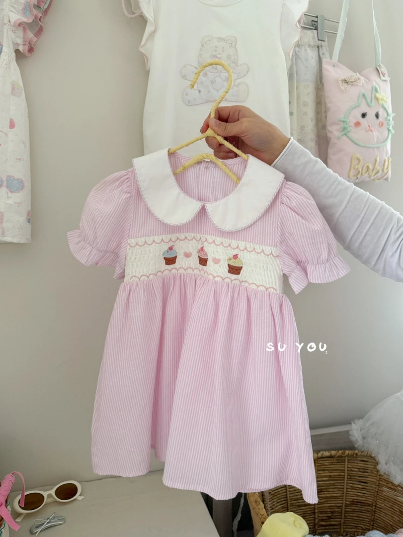 Suyou2025夏～小蛋糕条纹棉布连衣裙662057（女童汉服