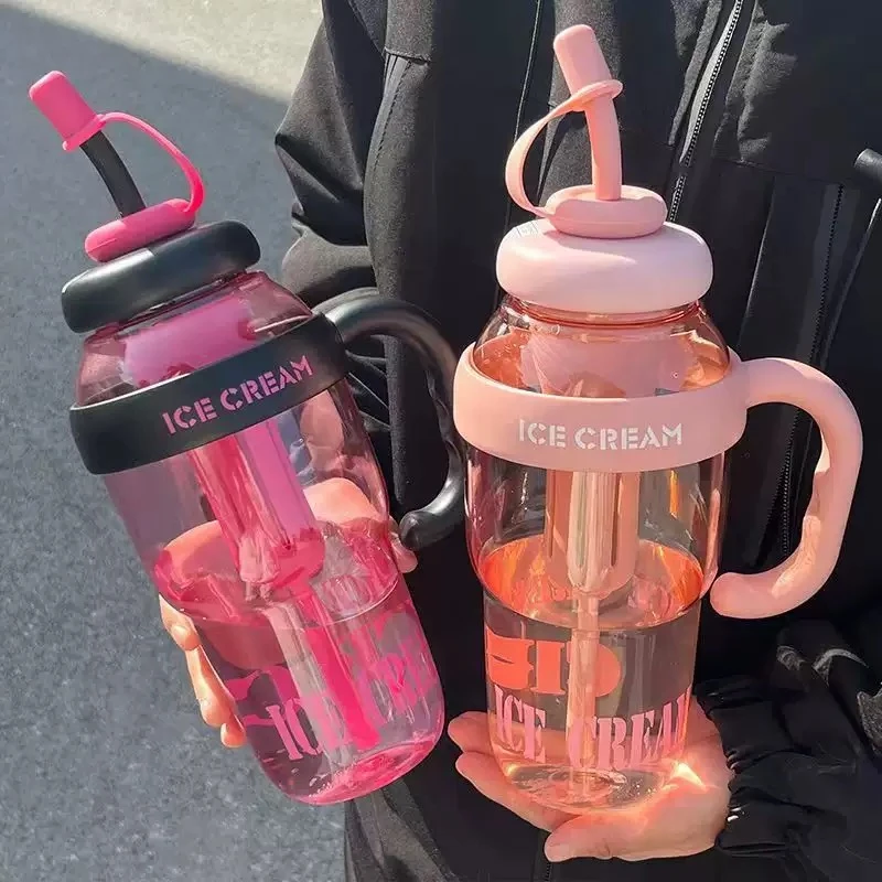 高颜值夏季水壶塑料杯顿顿桶奶茶杯肚肚杯户外便携可爱吸管杯