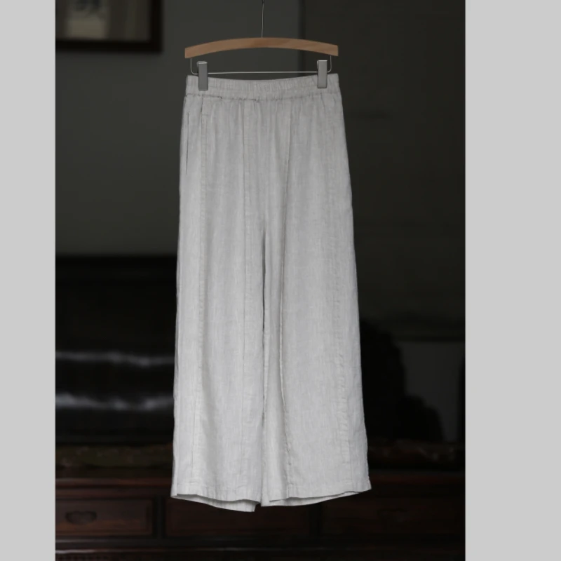 如素慢衣亚麻透气百搭直筒裤36464