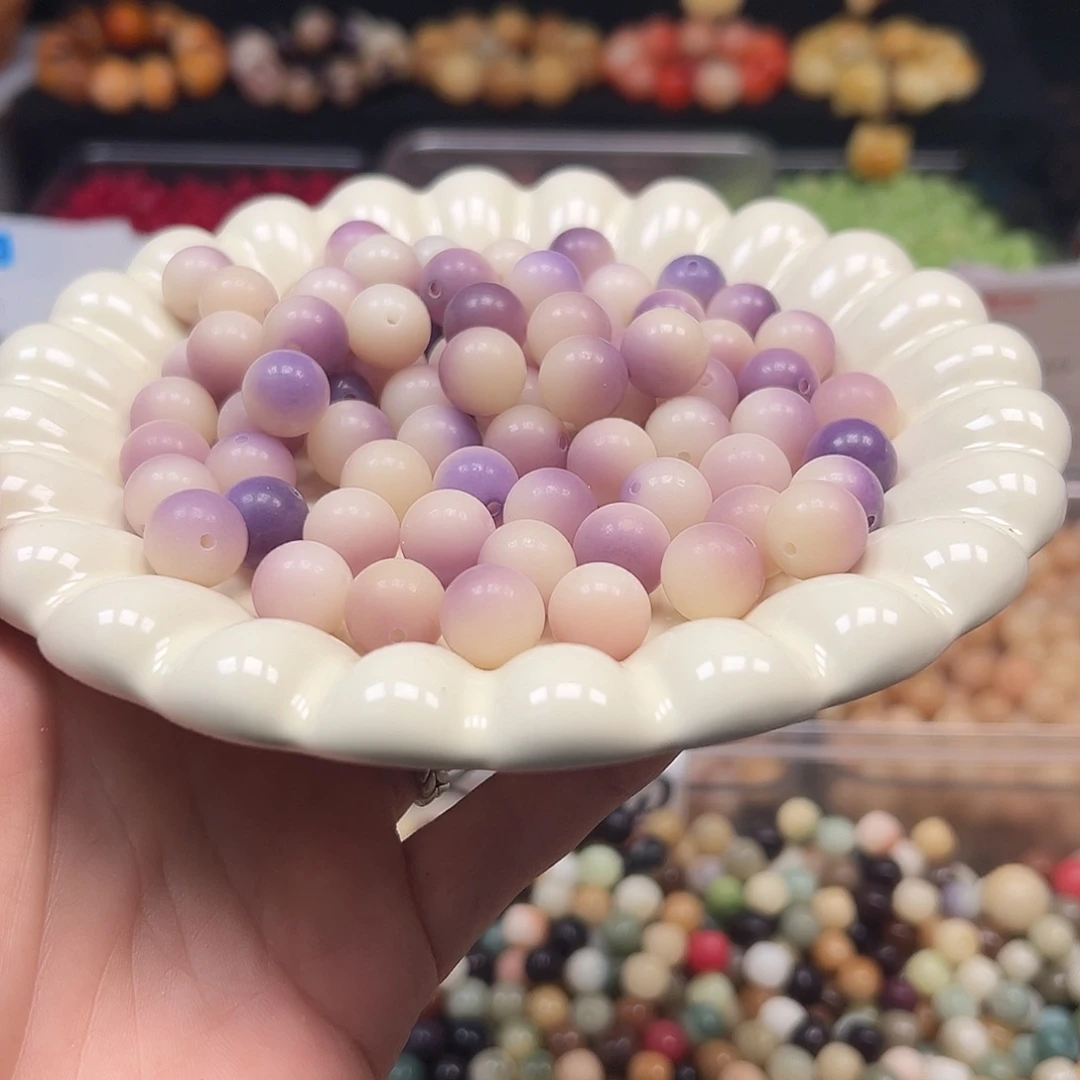 手串菩提根/象牙果卡12左右紫水晶圆130颗