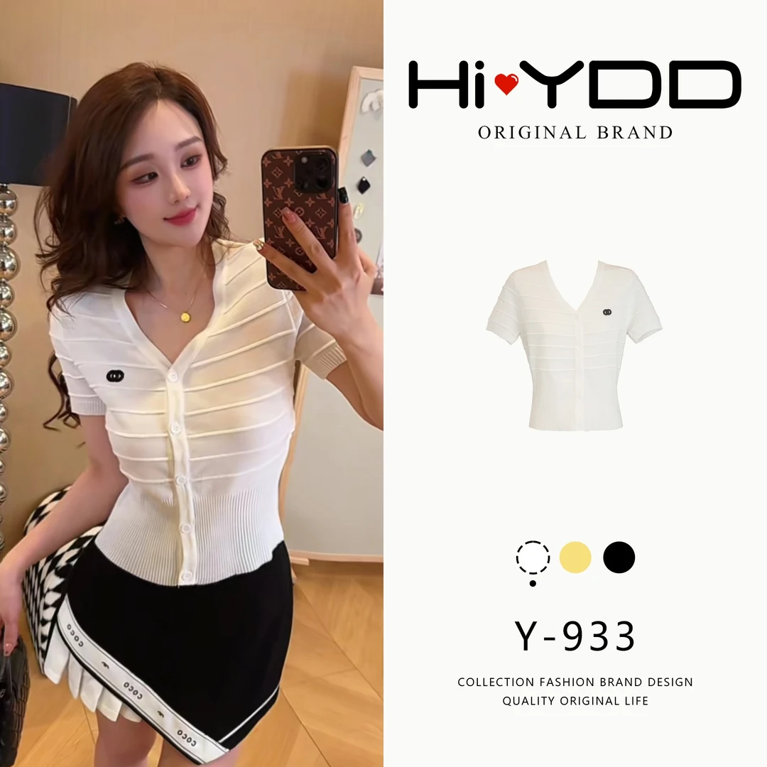 YDD•「Y-933」正肩短袖白色T恤女夏设计感修身短款辣妹上衣NS-2382