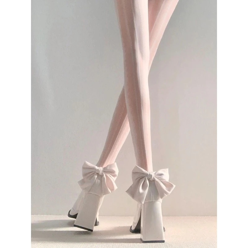 OMG！！芭比高跟鞋蝴蝶结小个子防水台玛丽珍单鞋