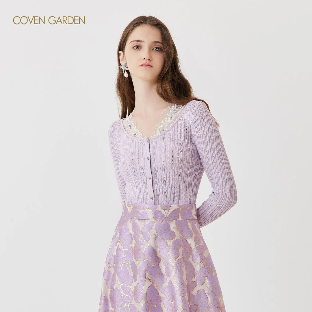 【羊羊专属】哥文花园薄款蕾丝针织开衫CLA1034080 COVEN GARDEN