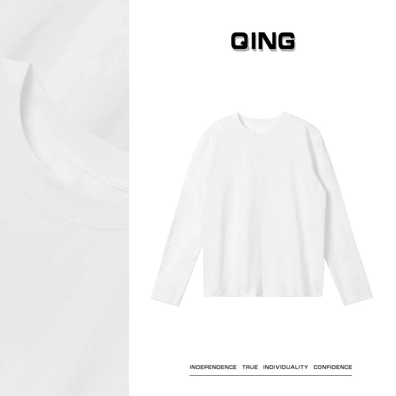 【QING】高磅重高奢极简长袖T恤四季款百搭休闲女Q