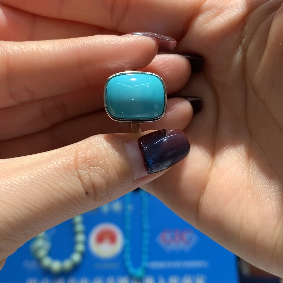 银S925镶嵌绿松石戒指