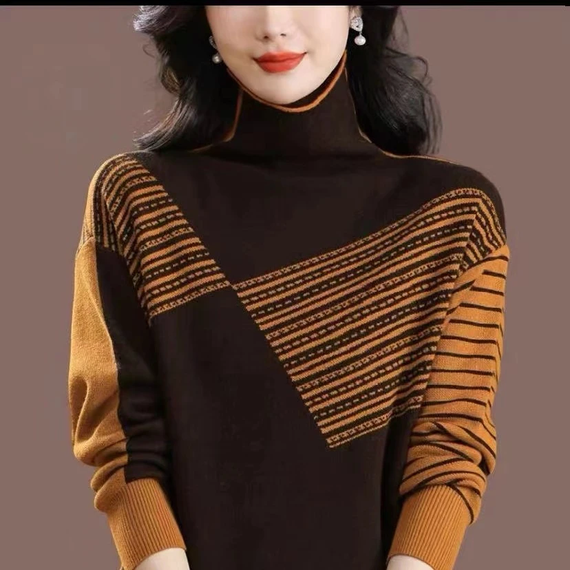 库妃秋冬季新款高领宽松厚款前后两面穿时尚打底衫