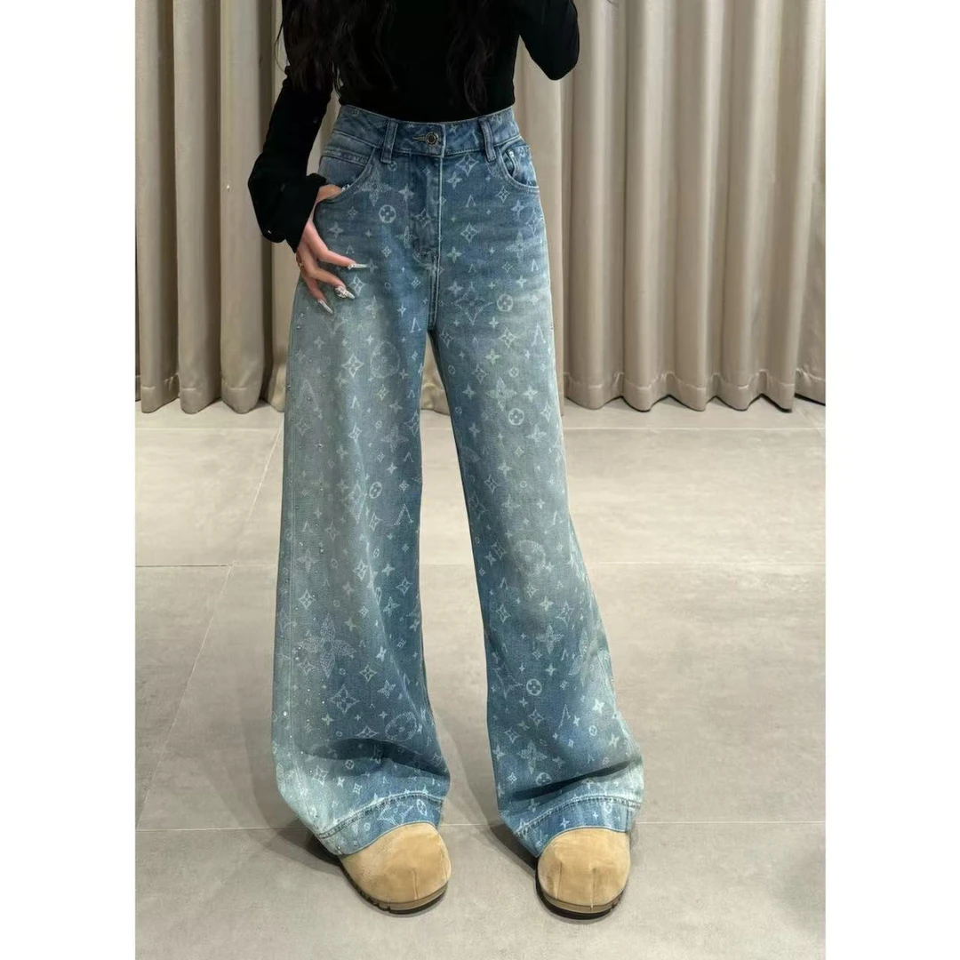 【晚宴流光】爆款时尚超绝显瘦直筒裤高级感渐变设计水洗牛仔裤