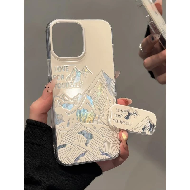 线条金山适用苹果16pro创意iPhone15手机壳imd羽纱华为oppo小米15