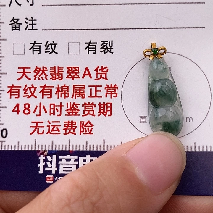 翡翠18K金镶嵌颈饰福豆