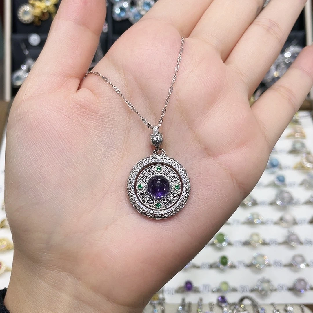 晓***敏紫晶吊坠(赠链)银S925镶嵌