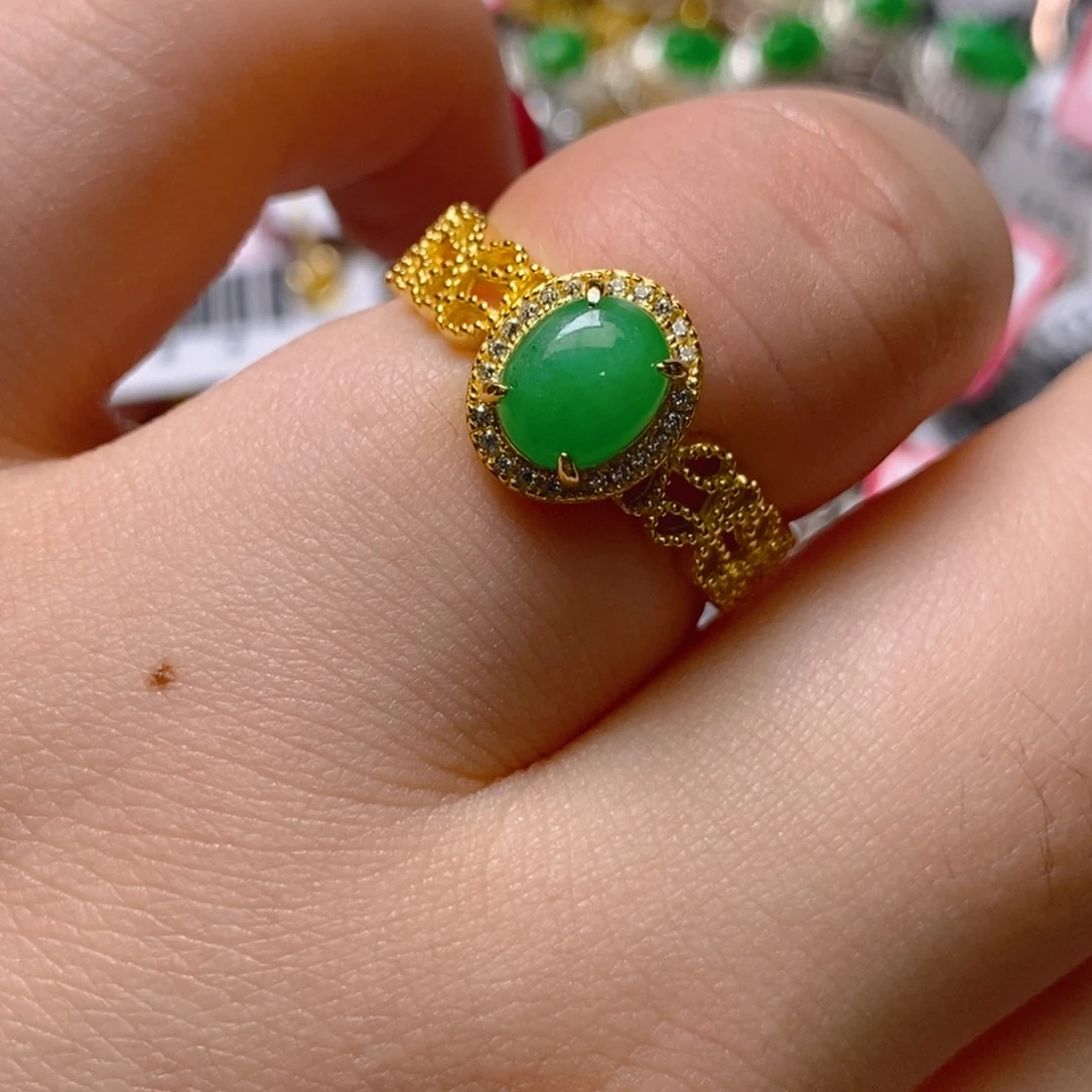 银S925镶嵌戒指翡翠百内无证书