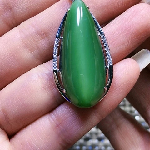 和田玉银S925镶嵌挂件