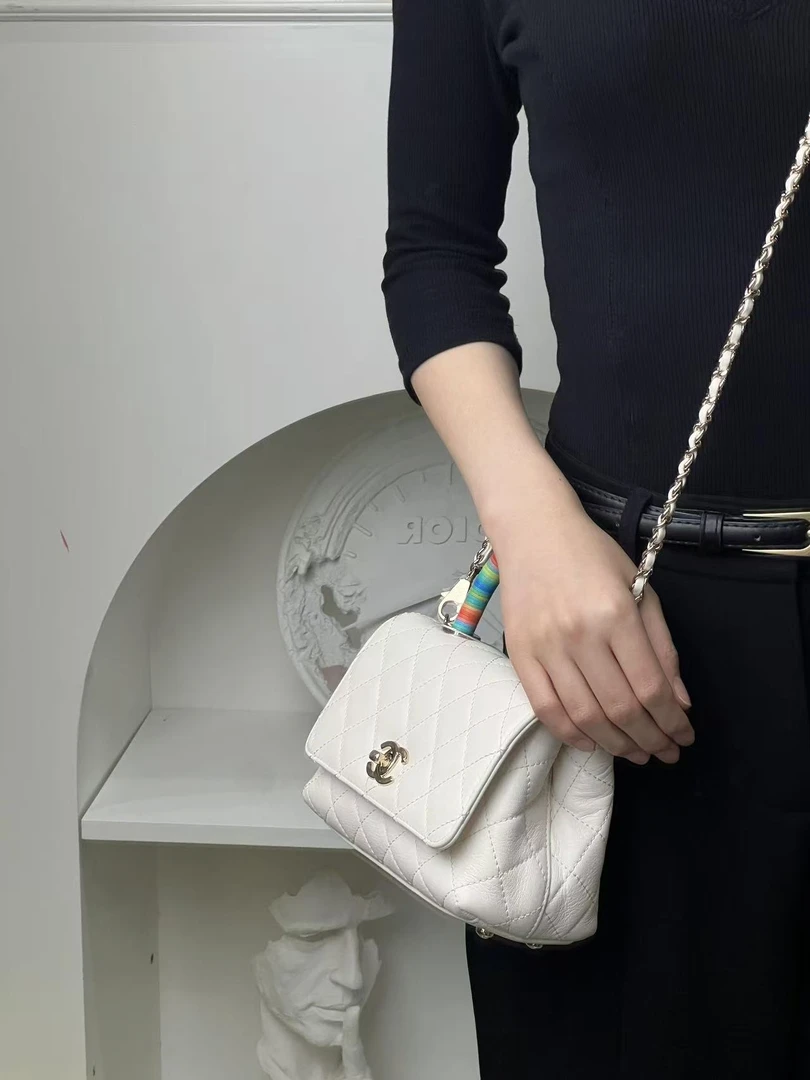 99新 Chanel/香奈儿 cocohandle mini白金彩虹手柄单肩包/甄选