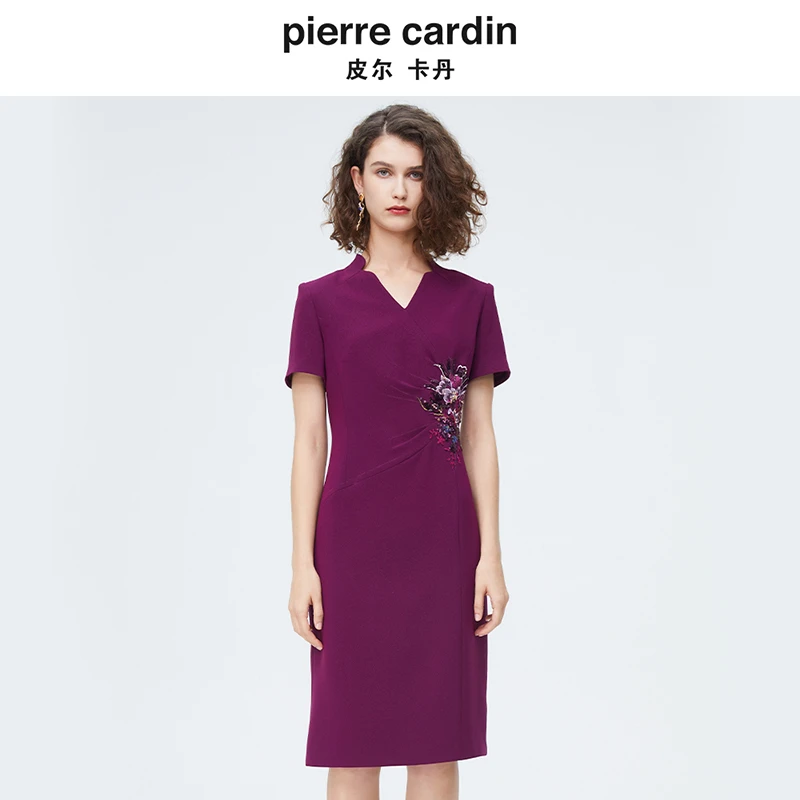 【皮尔卡丹女装】 轻礼服刺绣连衣裙【专柜正品】