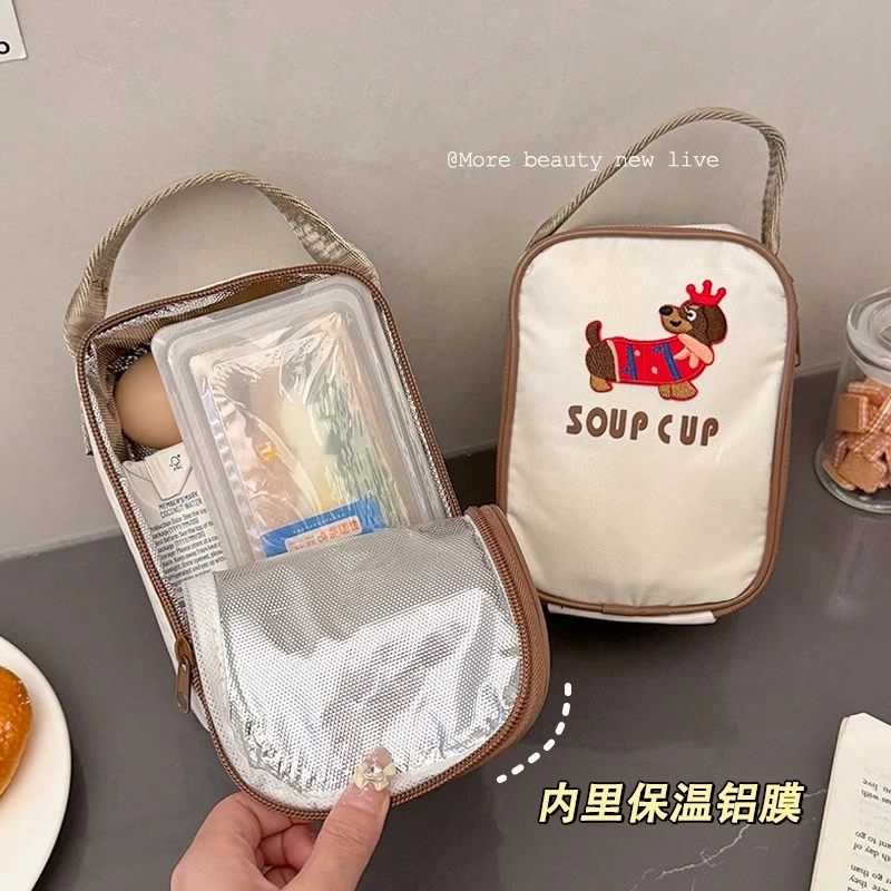 手拎早餐保温袋冬季加厚小号迷你学生上班族高颜值饭盒包手提袋子