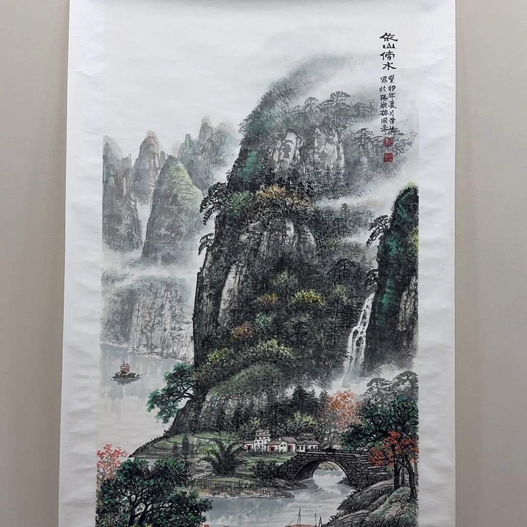 国画当代真桂林山水画开拓者蒋荣生作品70✖️140