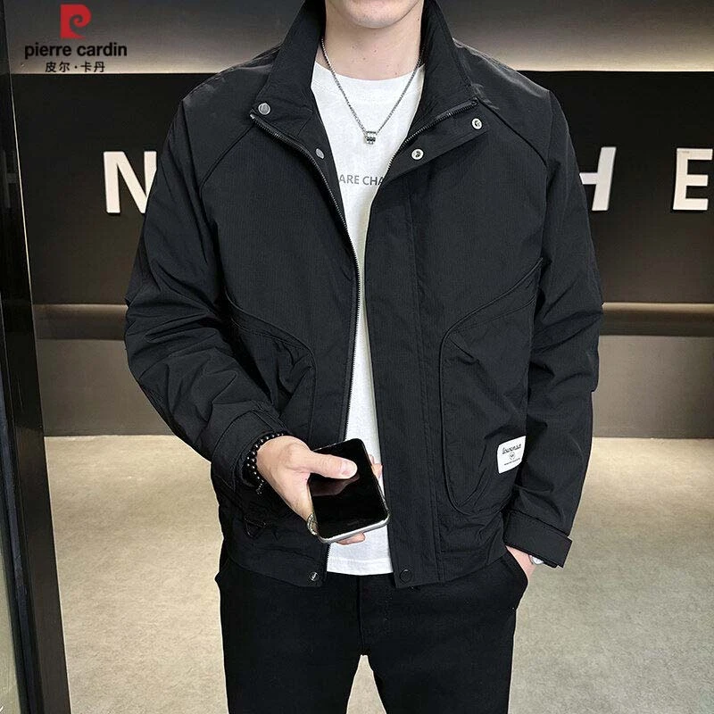 皮尔卡丹2025春秋季新款休闲立领百搭潮流帅气男士气质工装风外套