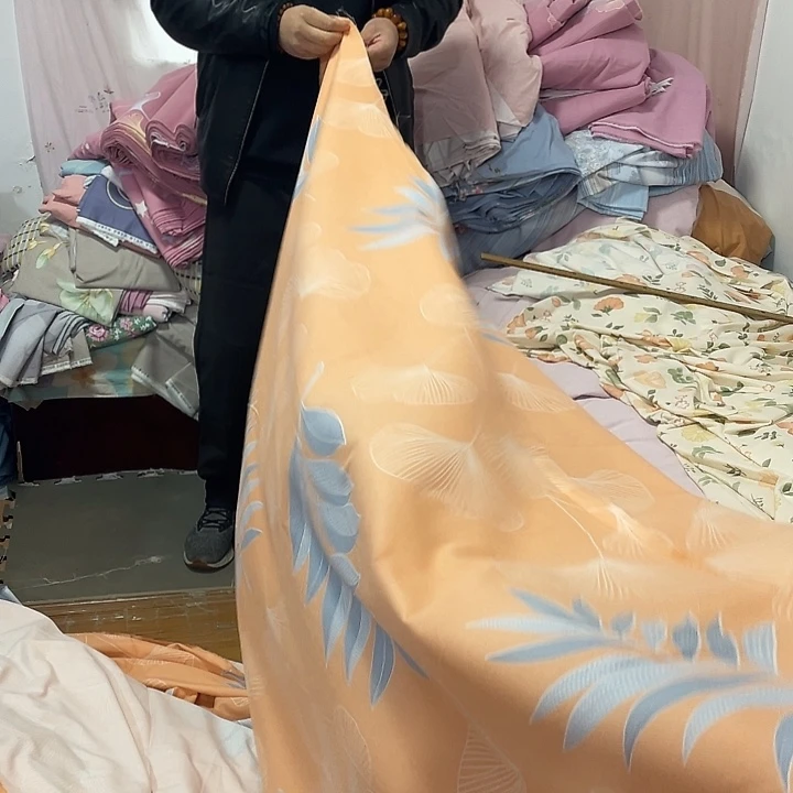 B***莫代尔纤维长绒棉橘色银杏叶5米