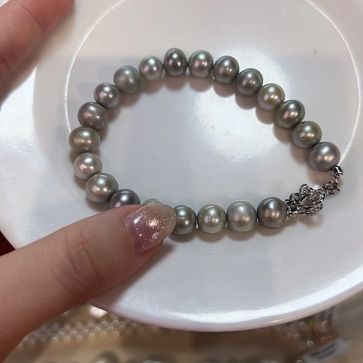 银S925镶嵌淡水珍珠天然淡水珍珠设计款