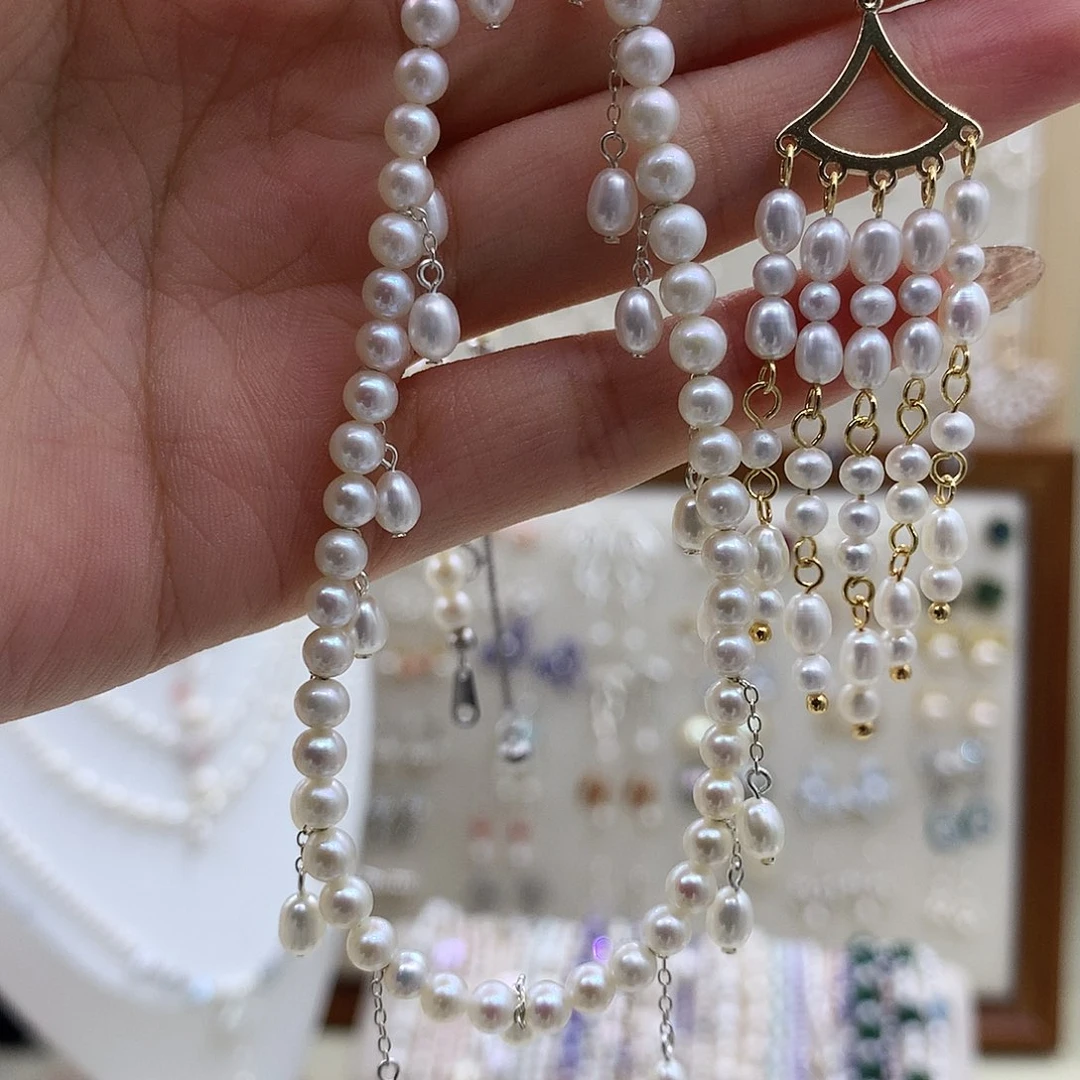 银S925镶嵌淡水珍珠耳饰