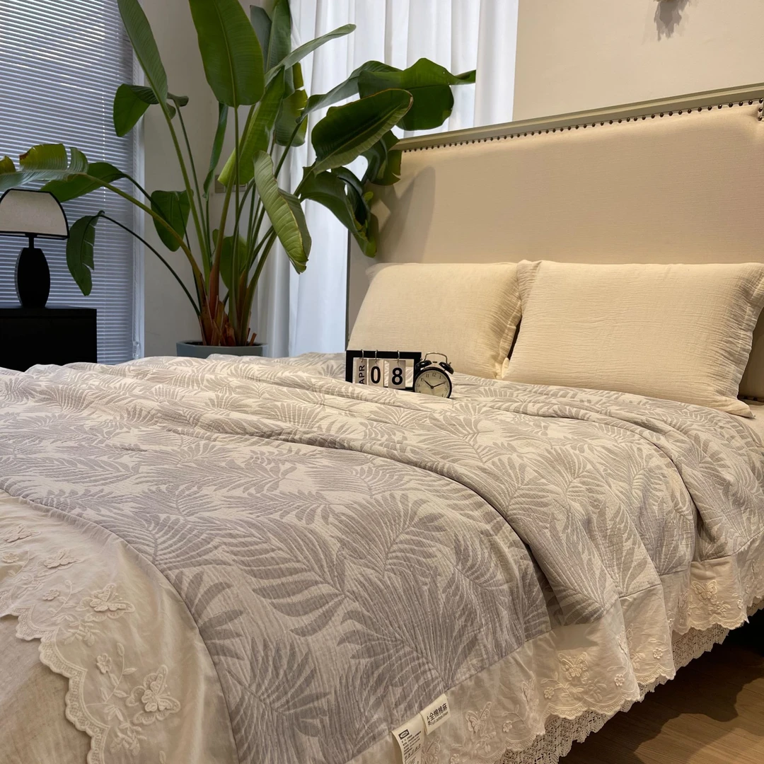 棉麻夏被四件套轻奢卧室法式公主风丝滑干爽透气软糯亲肤舒适SJL