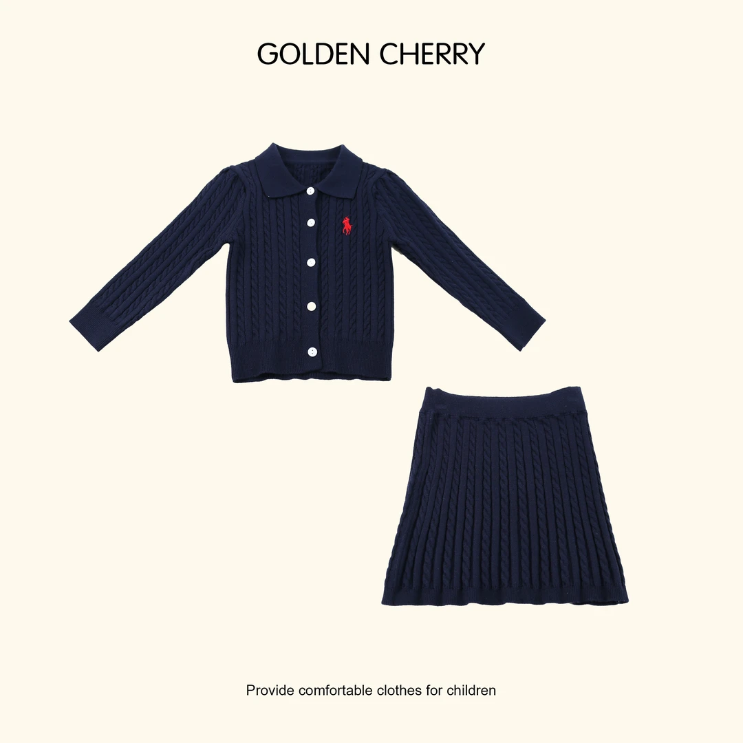 6【金樱桃Golden cherry】亲子藏青色骑手五粒扣立领洋气套装569511