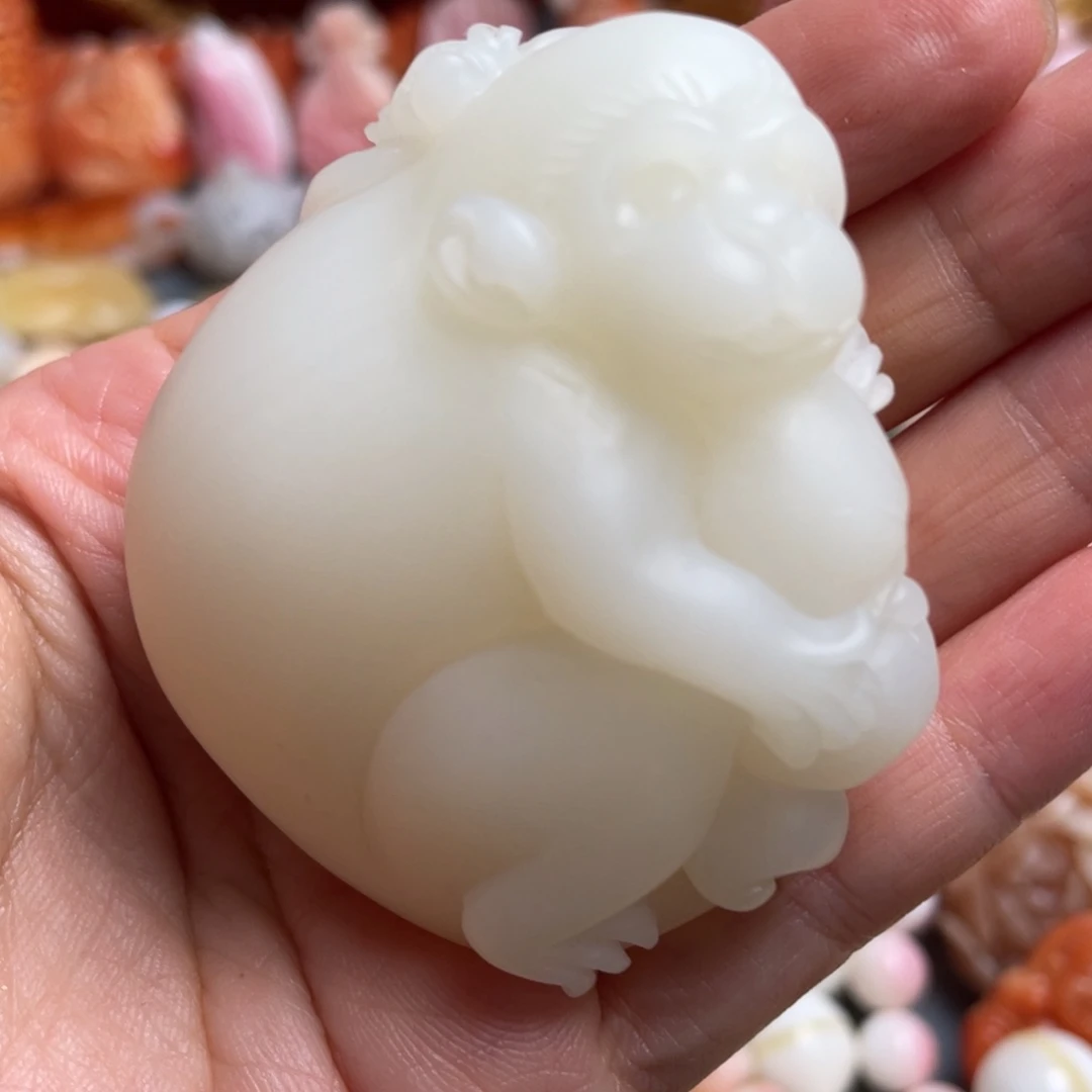 元***哥珐琅非金属玉化猴手把件