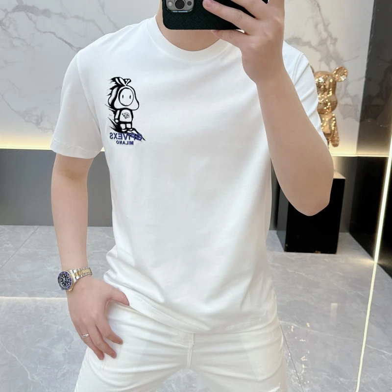 冰希名品.高端欧版男士圆领T恤人物印花时尚潮流短袖2025夏季新款