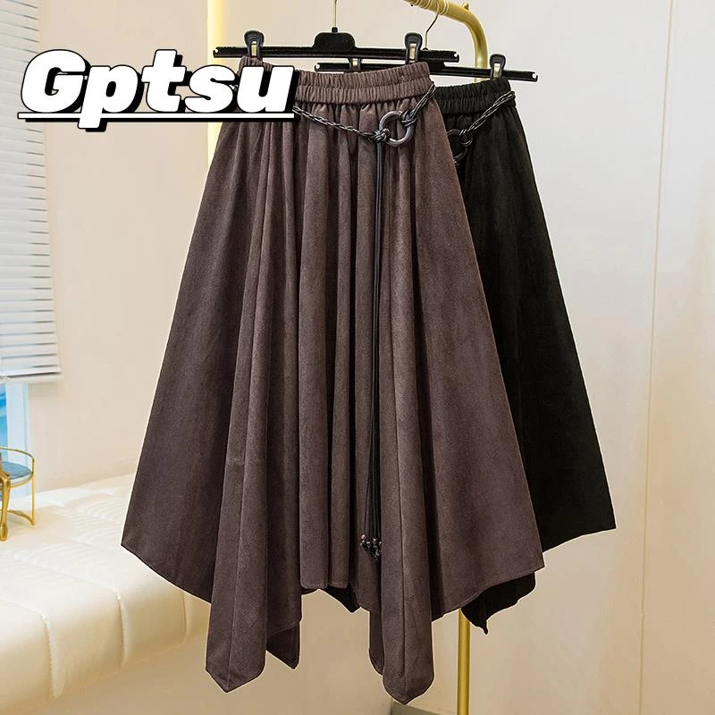 GPTSu不规则半身裙女秋季大摆裙2025新款半裙大码遮肚显瘦裙子