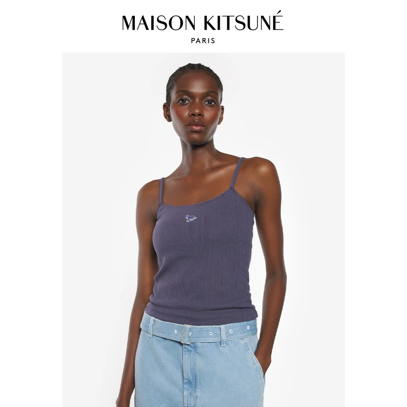 【春夏新品】Maison Kitsune女款玩色小狐狸蕾丝针织吊带背心