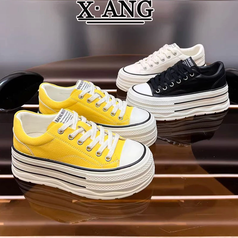 小个子厚底增高女鞋真皮小白鞋2025夏季新款透气薄款休闲运动板鞋