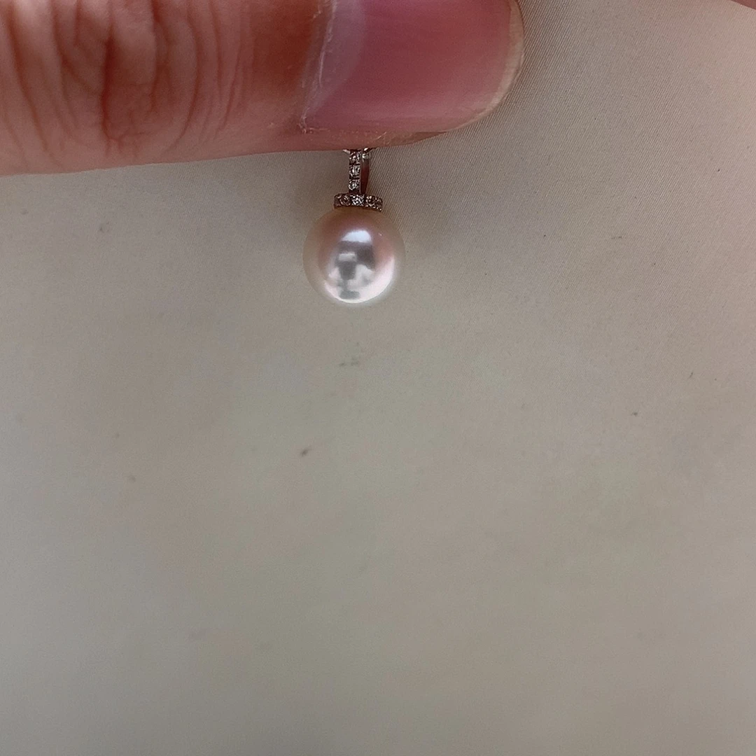 海水珍珠18K金镶嵌吊坠(不含链)8-8.5mm ak