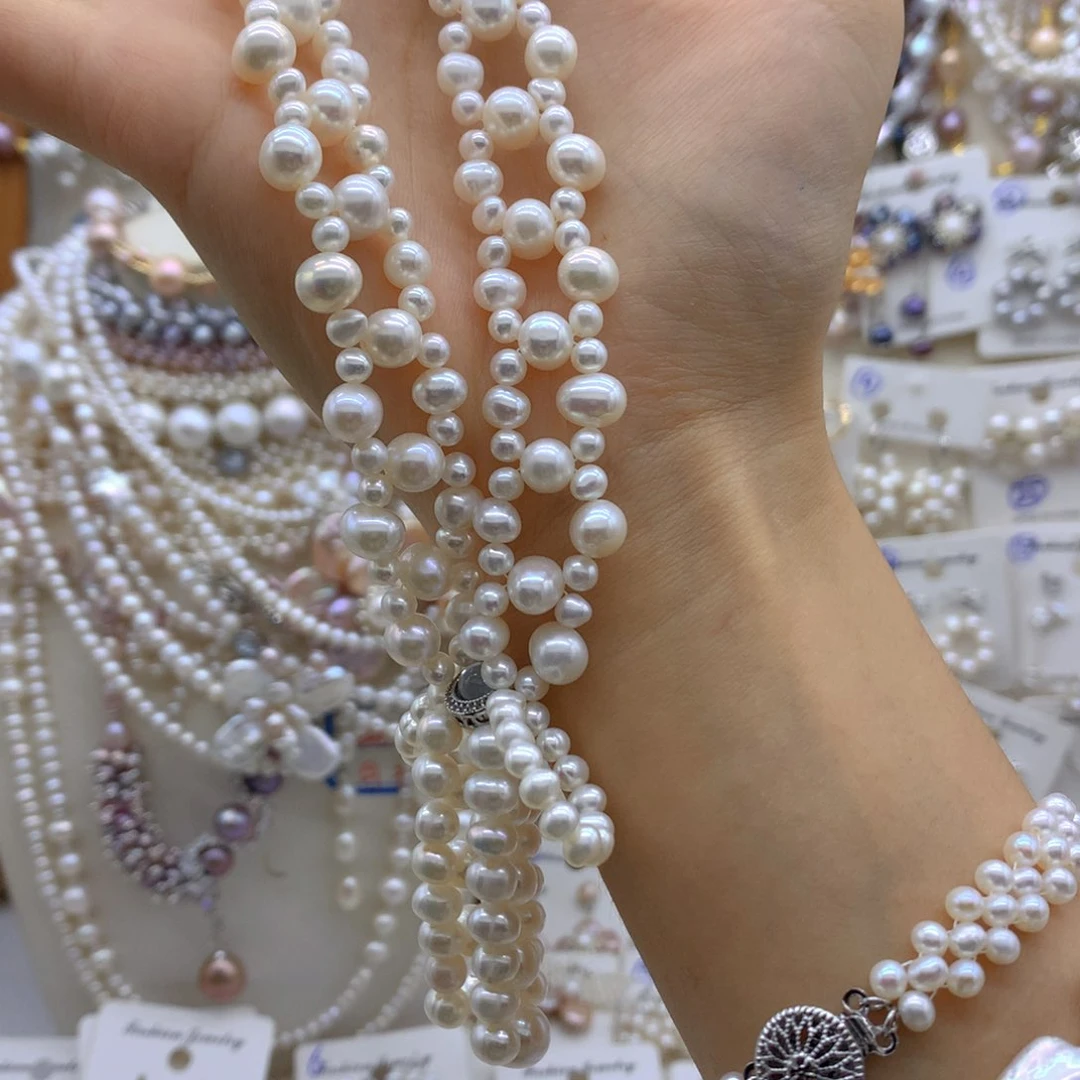 p***e银S925镶嵌淡水珍珠项链耳饰